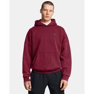 Under Armour UA Icon Heavyweight Fleece Wash Mens OS Oversized Hoodie Sz L RED